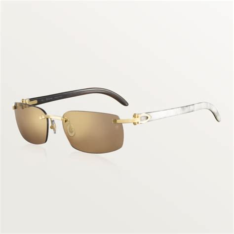 cartier genuine horn|White buffalo horn, smooth golden finish, brown lenses.